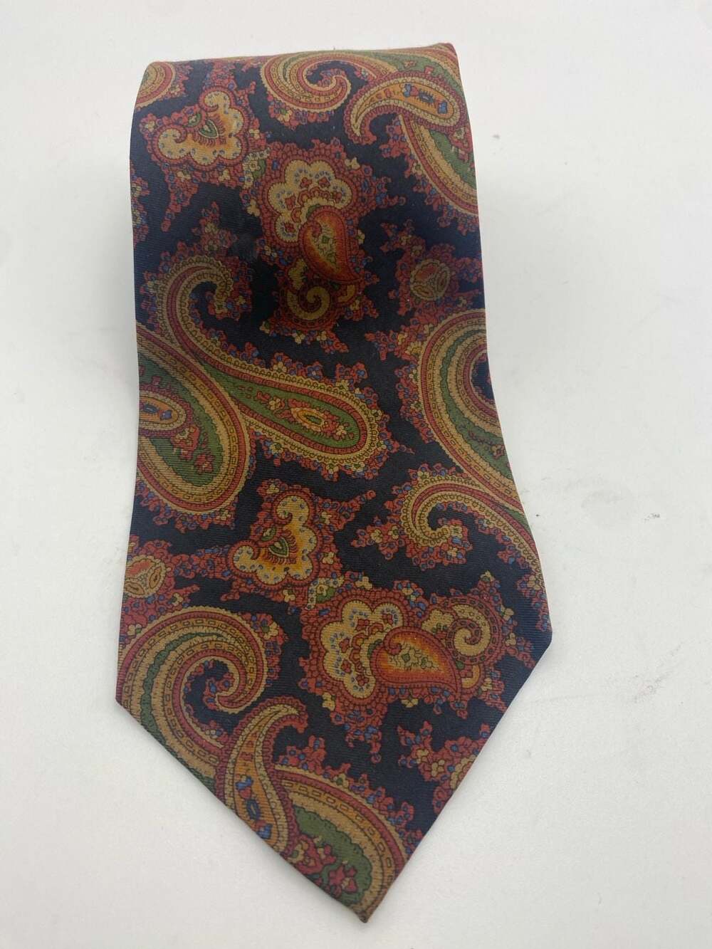 Polo By Ralph Lauren Silk Necktie Paisley Black Red Gold